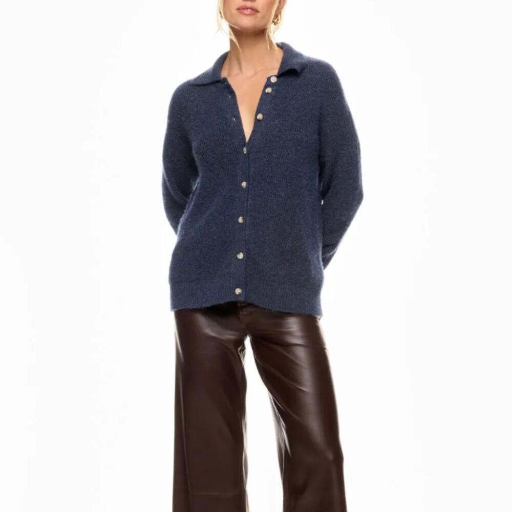 Central Park West Polo Sweater MEDIUM Oversized Cardigan Preppy Boyfriend $182 - Picture 1 of 12
